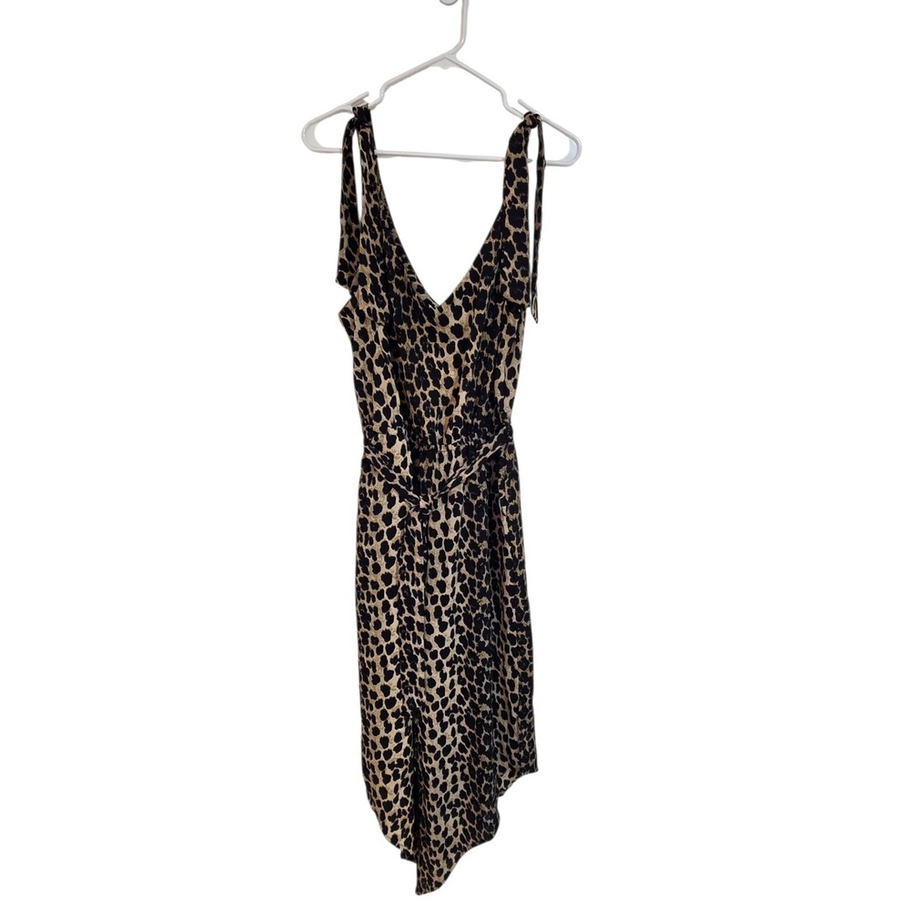 Belongsci Leopard Print Jumpsuit Small NWT‎ Wide Leg Tie Strap V-Neck Party Boho